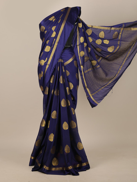 

Pothys Blue & Gold-Toned Woven Design Saree