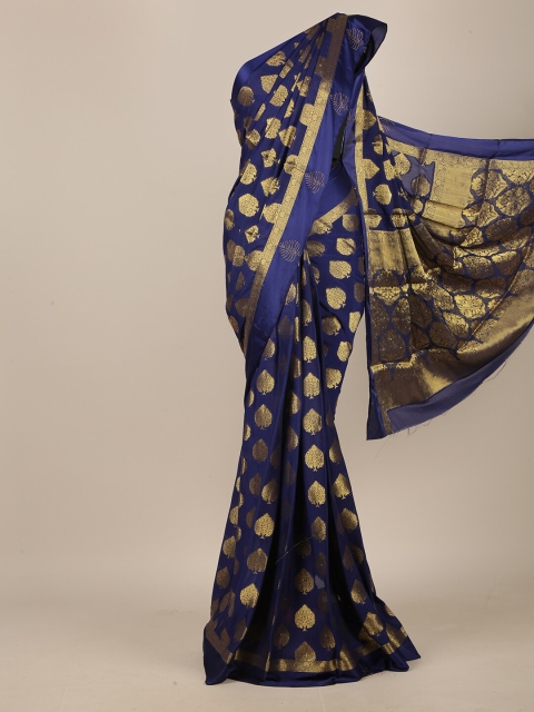 

Pothys Blue & Gold-Toned Woven Design Saree