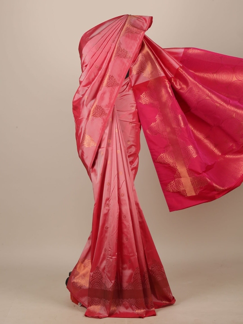 

Pothys Pink & Gold-Toned Woven Design Art Silk Saree