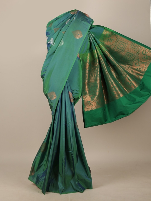 

Pothys Green & Gold-Toned Woven Design Art Silk Saree