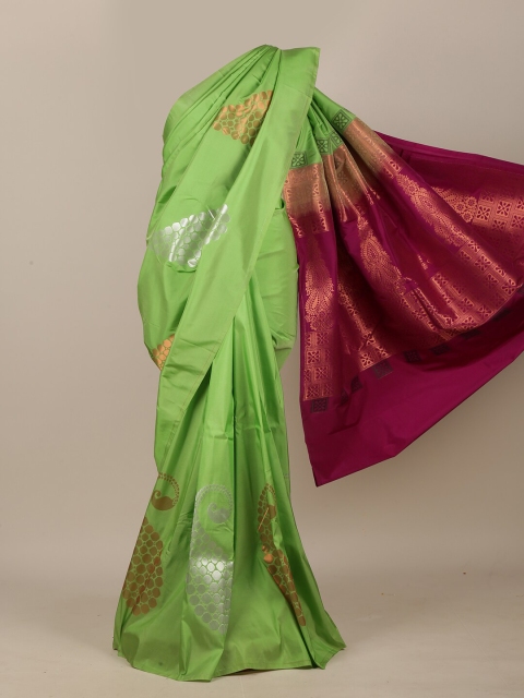 

Pothys Green & Burgundy Woven Design Art Silk Saree