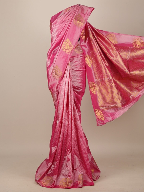 

Pothys Pink & Gold-Toned Woven Design Art Silk Saree