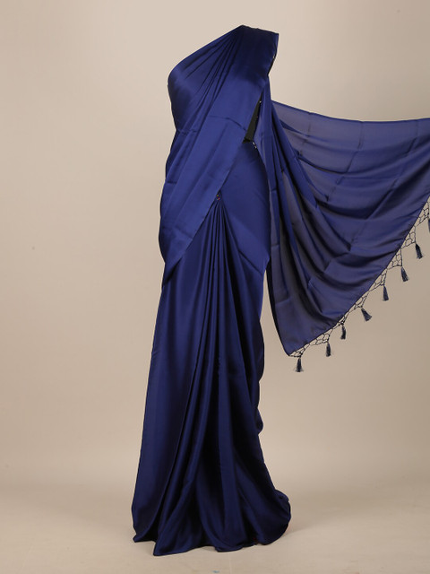 

Pothys Blue Satin Saree