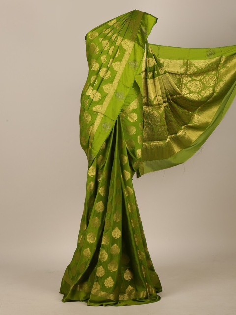 

Pothys Green & Gold-Toned Woven Design Saree