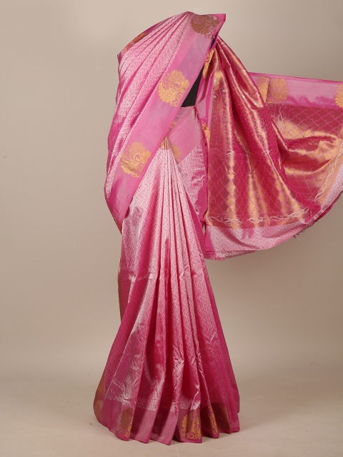 

Pothys Pink & Gold-Toned Woven Design Art Silk Saree