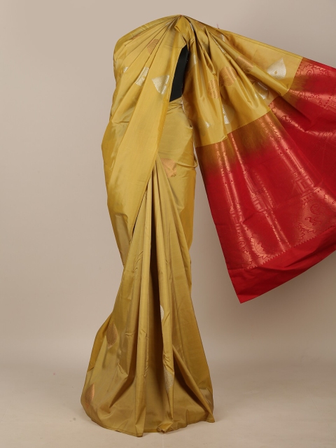 

Pothys Gold-Toned & Red Woven Design Art Silk Saree