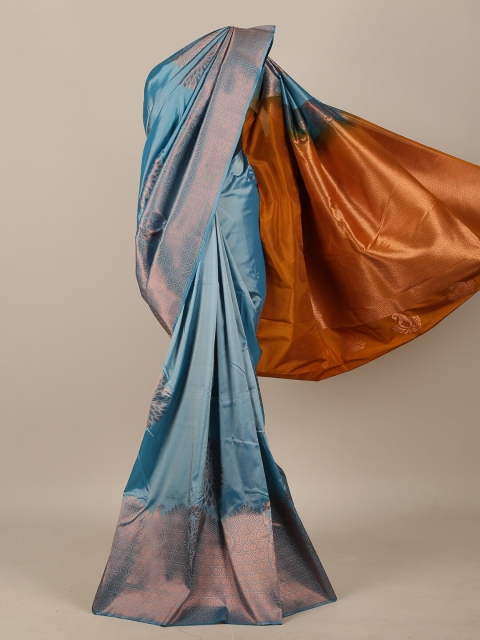 

Pothys Blue & Mustard Woven Design Art Silk Saree