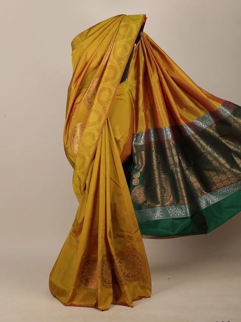 

Pothys Green & Silver-Toned Woven Design Art Silk Saree