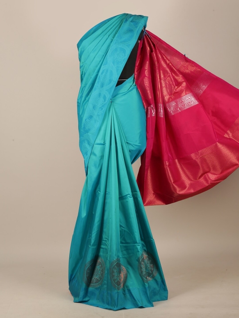 

Pothys Turquoise Blue & Pink Woven Design Art Silk Saree