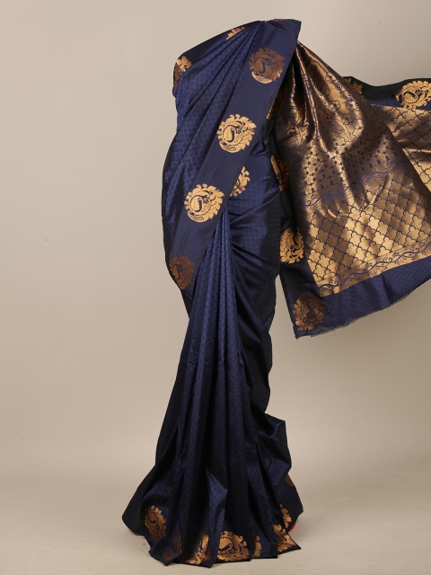 

Pothys Blue & Gold-Toned Woven Design Art Silk Saree