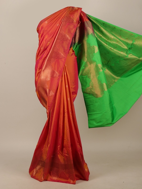 

Pothys Rust & Green Ethnic Motifs Zari Art Silk Saree