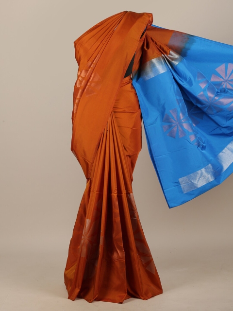 

Pothys Mustard & Blue Floral Zari Art Silk Saree
