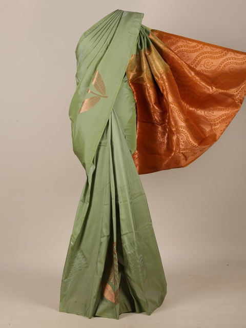 

Pothys Green & Mustard Floral Zari Art Silk Saree