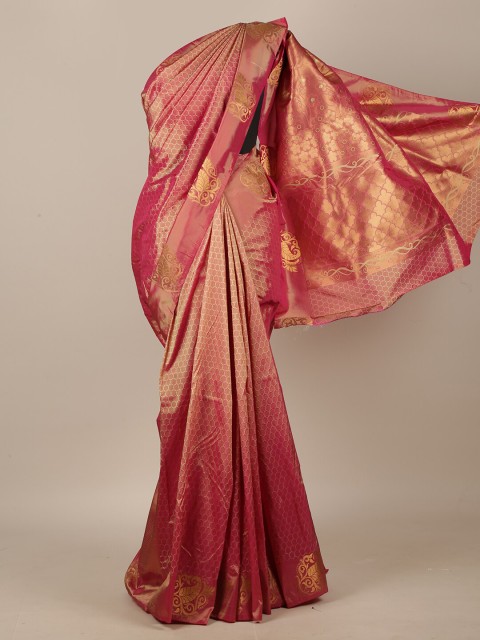 

Pothys Pink & Gold-Toned Zari Art Silk Saree