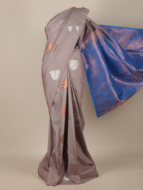 

Pothys Grey & Blue Ethnic Motifs Zari Art Silk Saree