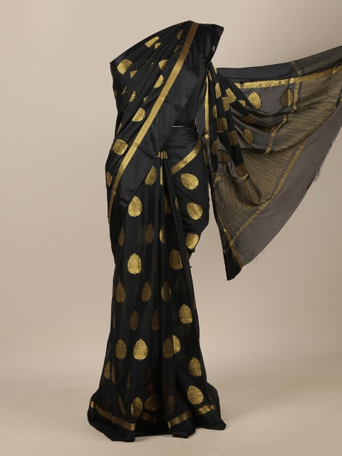 

Pothys Black & Gold-Toned Ethnic Motifs Zari Saree