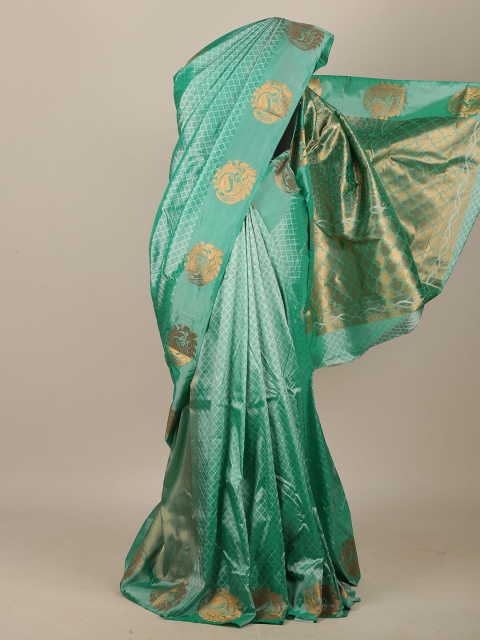 

Pothys Green & Gold-Toned Zari Art Silk Saree