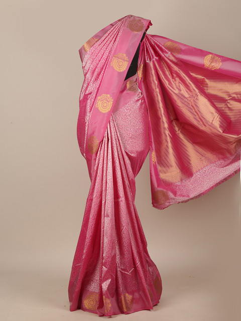 

Pothys Pink & Gold-Toned Zari Art Silk Saree