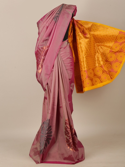 

Pothys Pink & Gold-Toned Floral Art Silk Saree