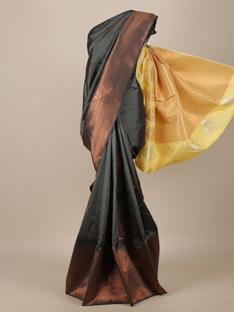 

Pothys Charcoal Grey & Yellow Zari Art Silk Saree