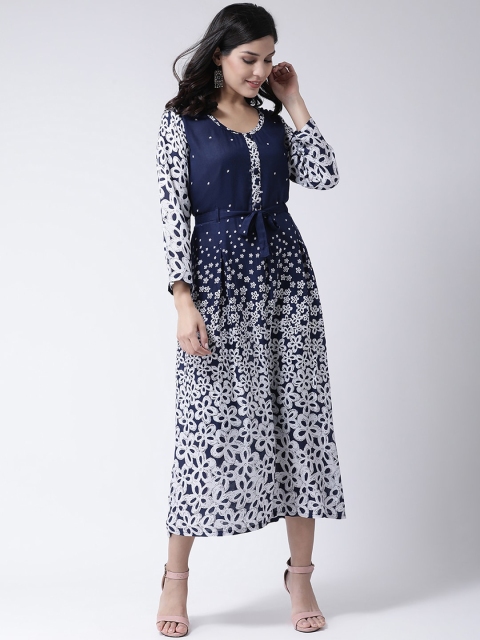 

Charitra Blue & White Floral Midi Dress