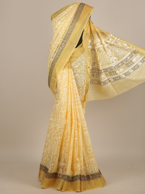 

Pothys Yellow & White Warli Saree