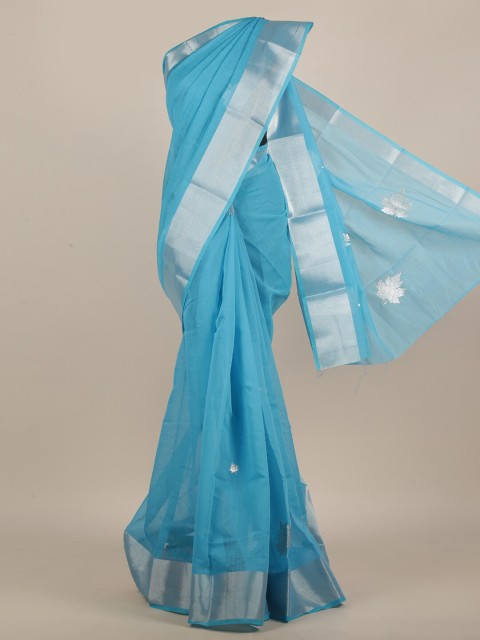 

Pothys Blue Floral Embroidered Saree