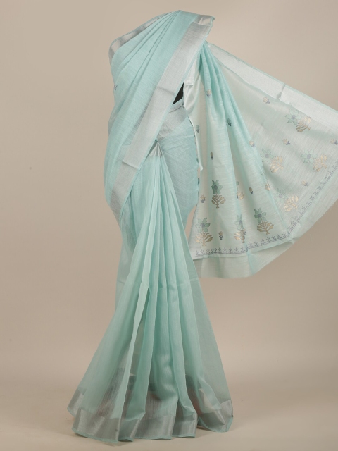 

Pothys Blue & Brown Floral Embroidered Saree