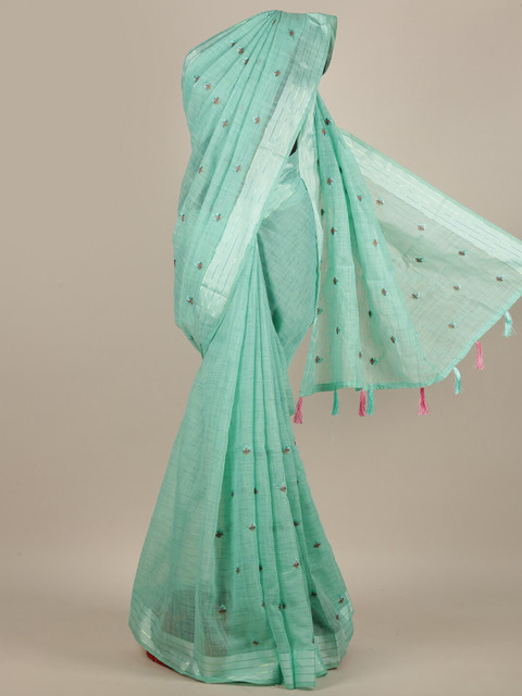 

Pothys Blue Floral Embroidered Saree