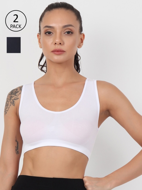 

XOXO Design Pack Of 2 White & Black Non Padded Compression Everyday Bra-XOXO-SB-WH-BK-2_FS