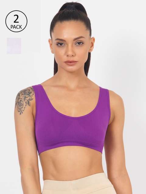 

XOXO Design Pack of 2 Purple & White Non Padded Everyday Bras