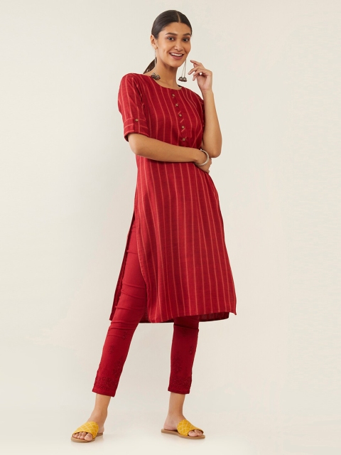 

Soch Women Red Striped Kurta