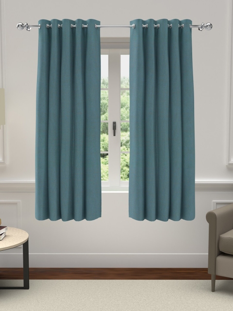 

GM Set of 2 Blue Solid Polyester Grommet Window Curtain