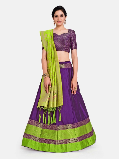 

MIMOSA Purple & Green Semi-Stitched Lehenga & Unstitched Blouse With Dupatta