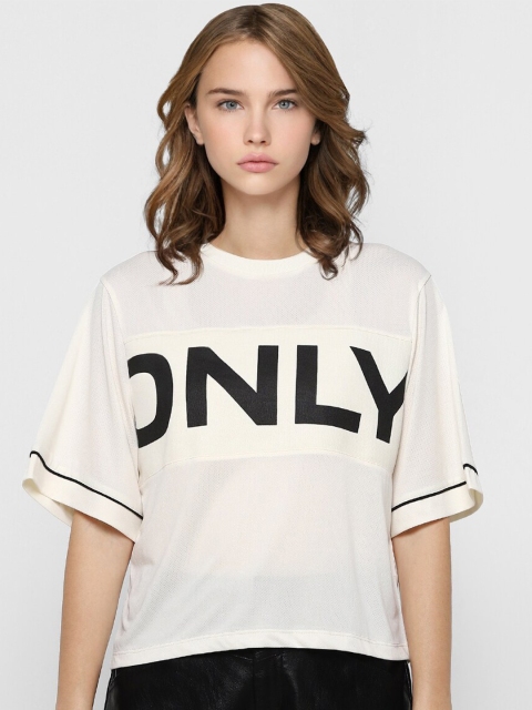

ONLY Women White Typography Printed T-shirt