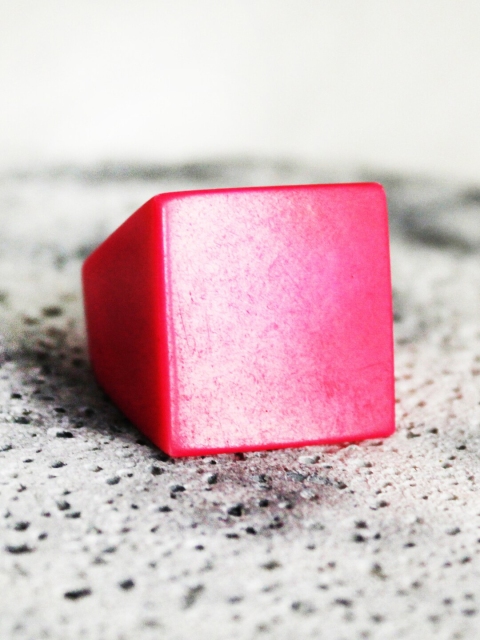 

THOA Pink Square Wooden Finger Ring