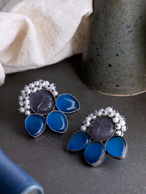 

Infuzze Blue Silver-Plated Contemporary Studs Earrings