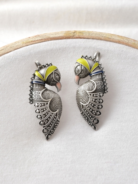 

Infuzze Silver-Plated Silver-Toned Peacock Shaped Ear Cuff Earrings