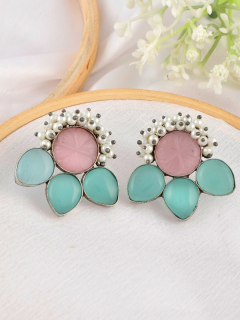 

Infuzze Silver-Plated & Turquoise Blue Contemporary Studs Earrings