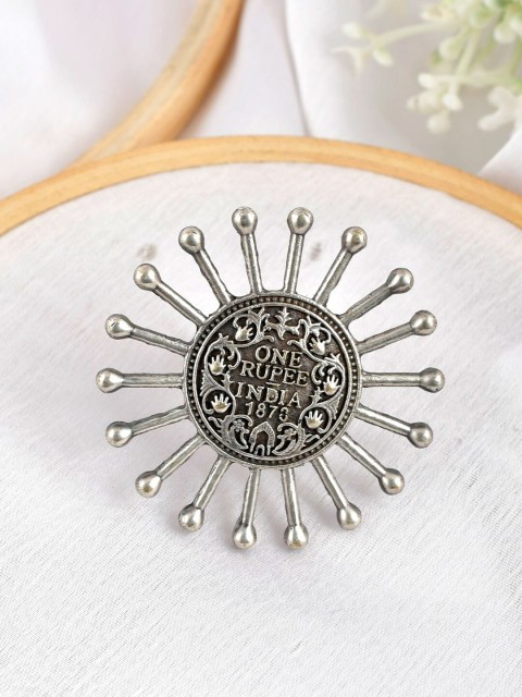 

Infuzze Women Oxidized Silver-Plated Adjustable Finger Ring