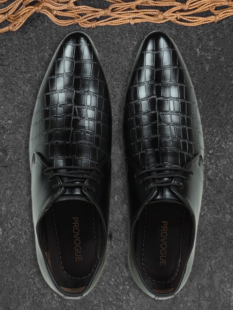 

Provogue Men Black Textured Formal Derbys