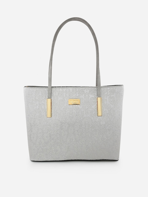 

ToniQ Grey PU Bowling Shoulder Bag with Quilted