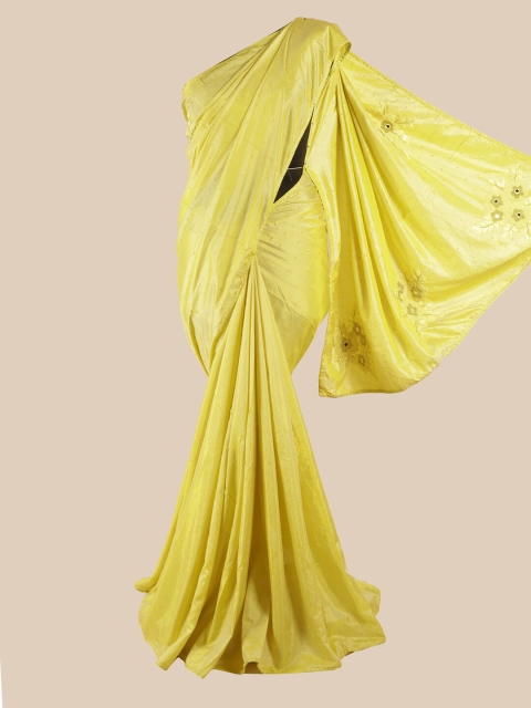 

Pothys Yellow Embellished Beads and Stones Art Silk Saree