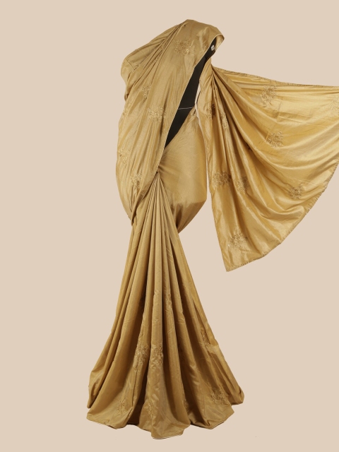 

Pothys Tan Embellished Beads and Stones Art Silk Saree