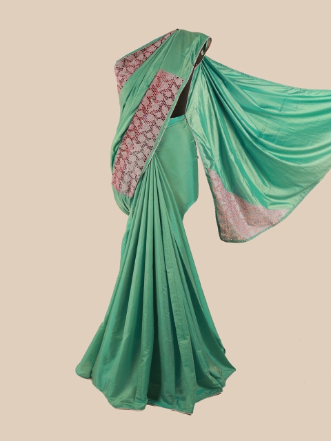 

Pothys Green & Pink Floral Art Silk Saree