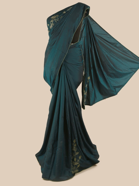 

Pothys Blue Embellished Beads and Stones Art Silk Saree