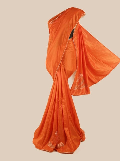 

Pothys Orange Embellished Art Silk Saree