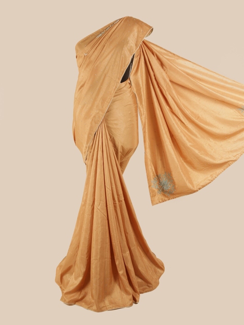 

Pothys Mustard Yellow Embellished Beads and Stones Art Silk Saree