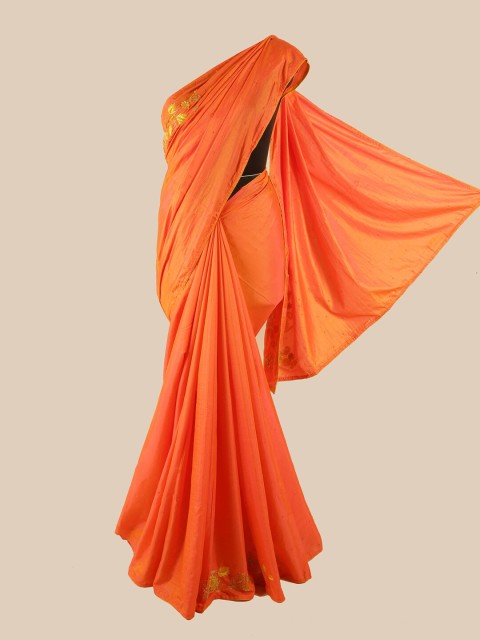 

Pothys Orange Beads and Stones Art Silk Saree