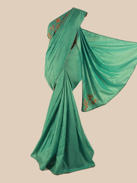 

Pothys Green Embellished Beads and Stones Art Silk Saree
